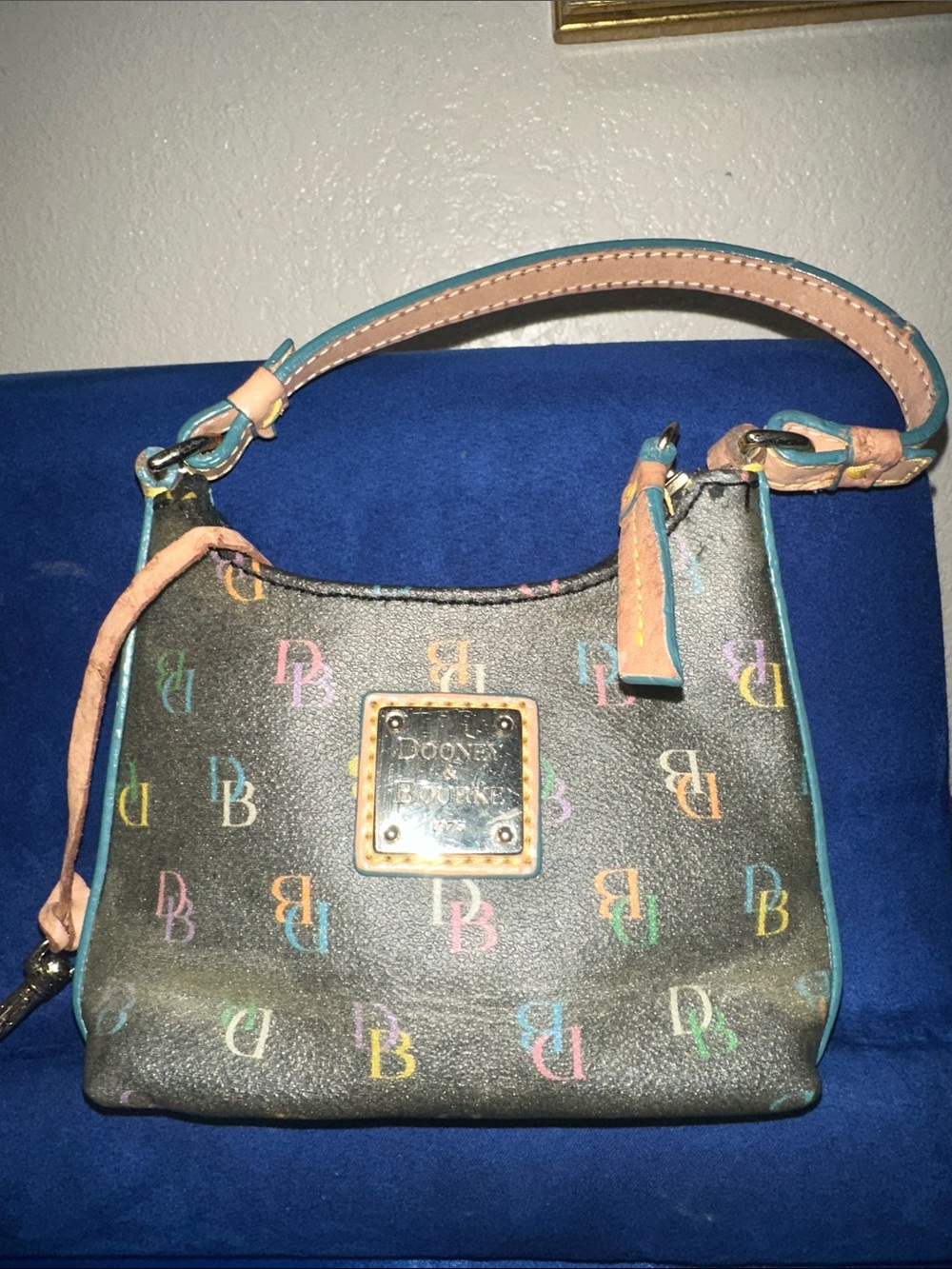 Dooney & Bourke Black Multicolor DB Logo Shoulder Bag